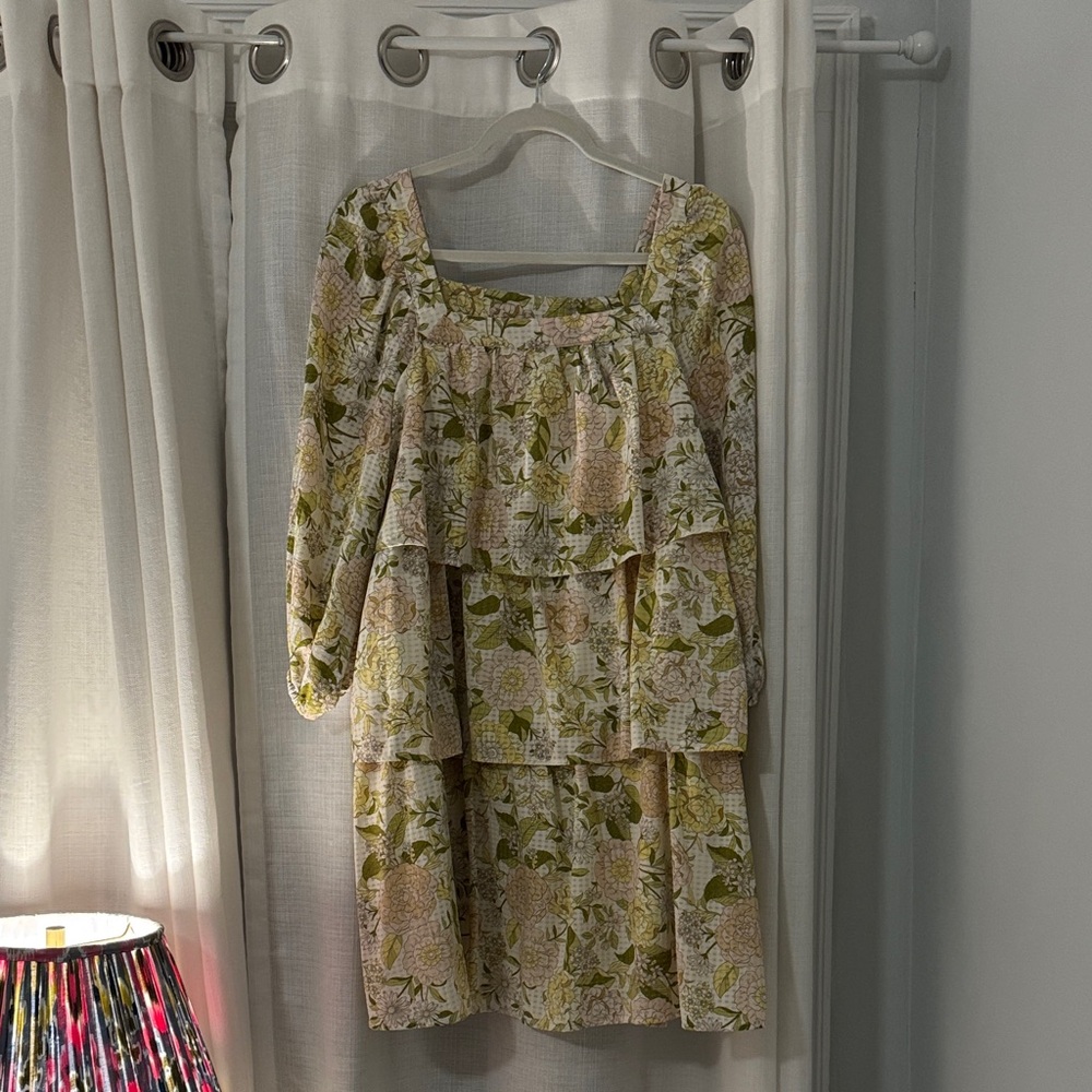 Who What Wear Floral Dress with Green and Yellow Accents
